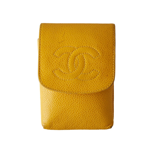 chanel cigarette holder Holder, Black Leather with Gold Hardware Chanel Yellow Logo Cigarette Holder