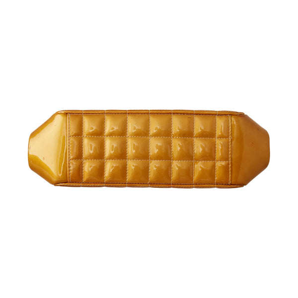 Chanel Gold Patent Quilted Logo Shoulder Bag