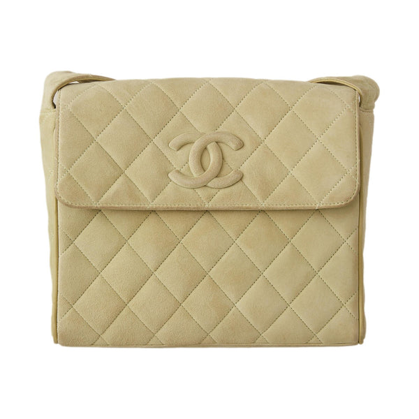 Chanel Green Suede Logo Shoulder Bag