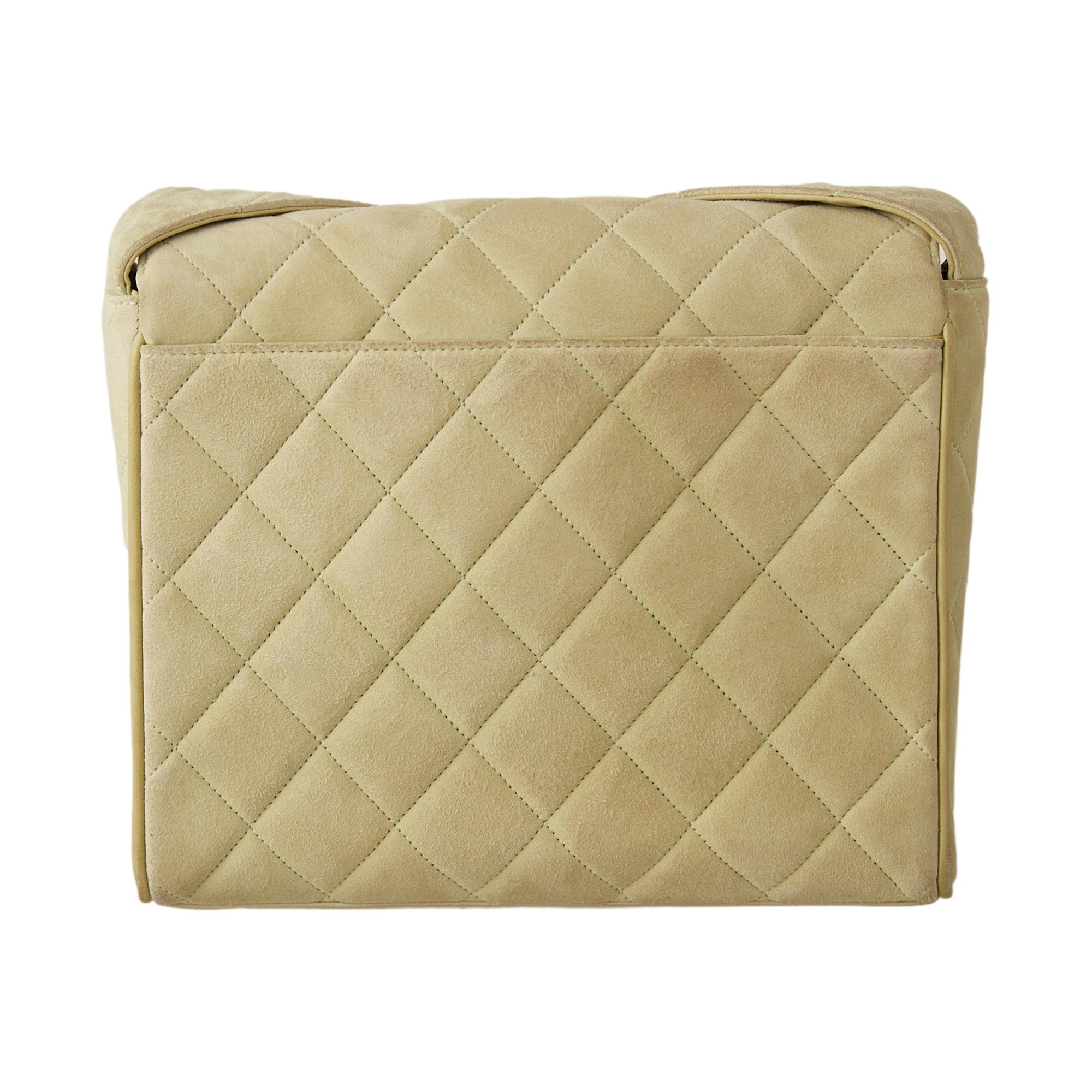 Chanel Green Suede Logo Shoulder Bag
