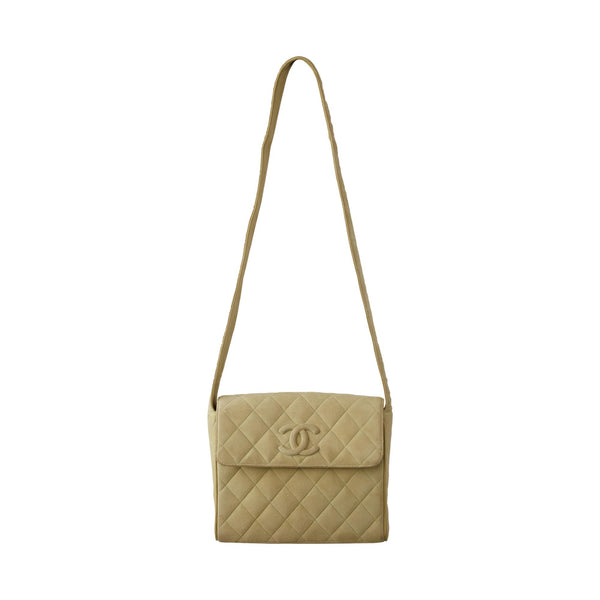 Chanel Green Suede Logo Shoulder Bag