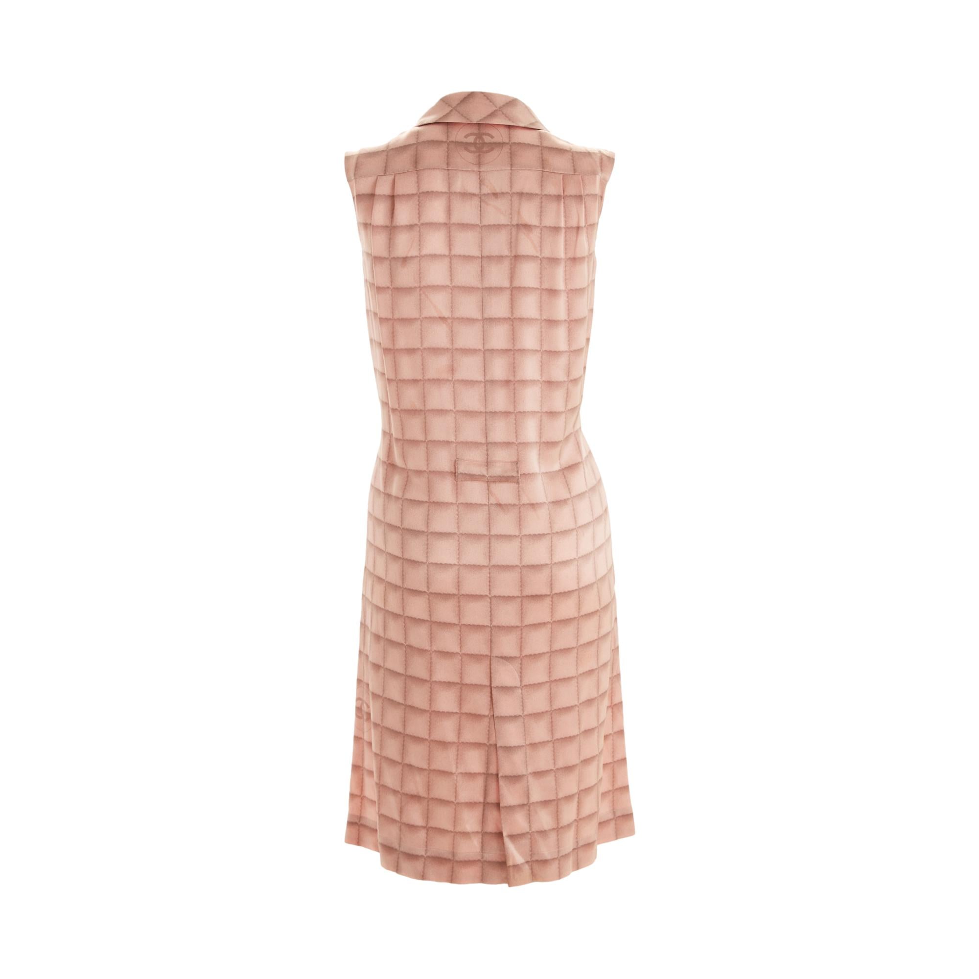 Chanel Pink Logo Button Down Dress