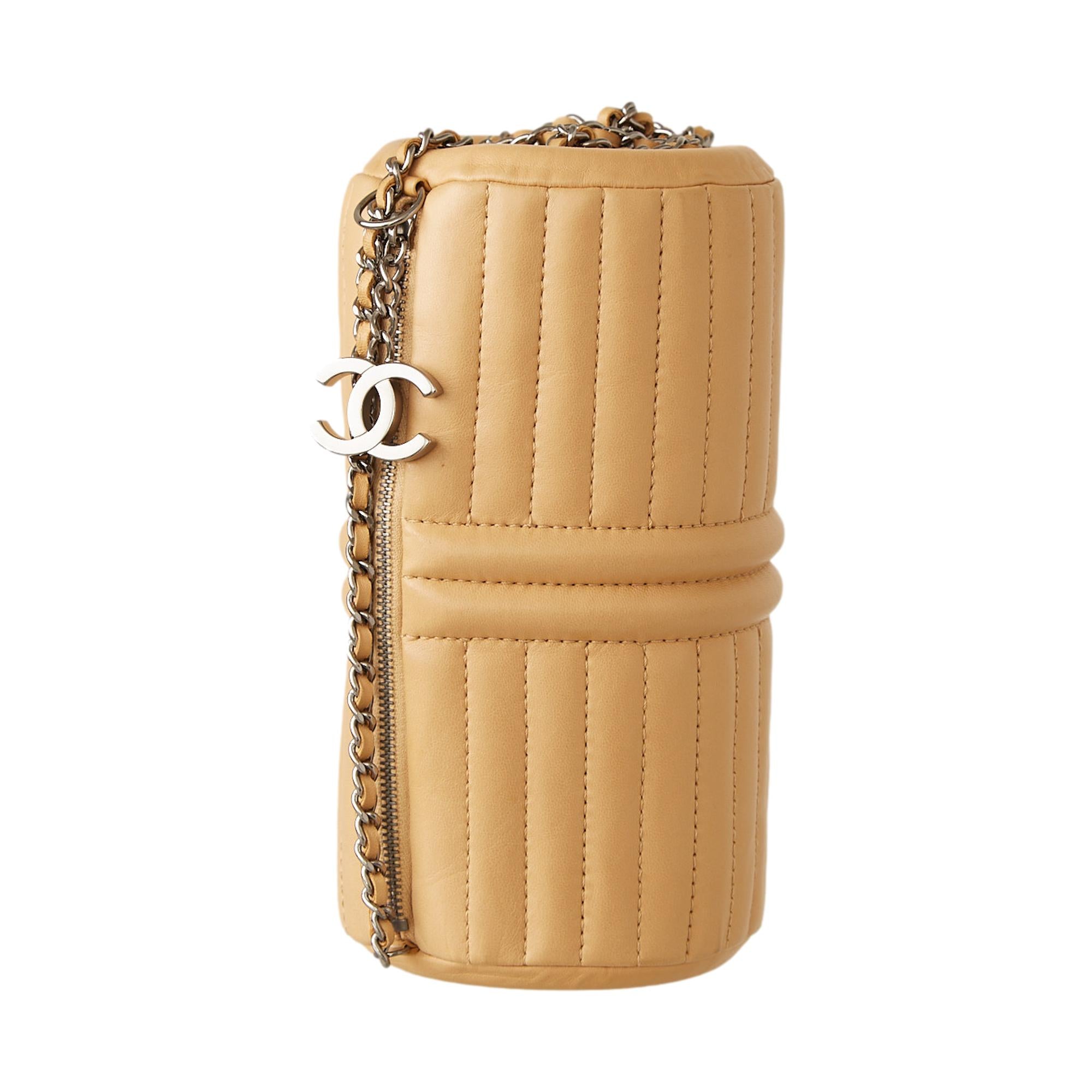 Chanel Tan Cylinder Chain Shoulder Bag