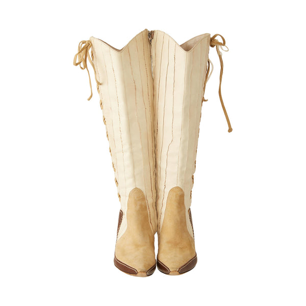 Dior Beige Leather Western Boots