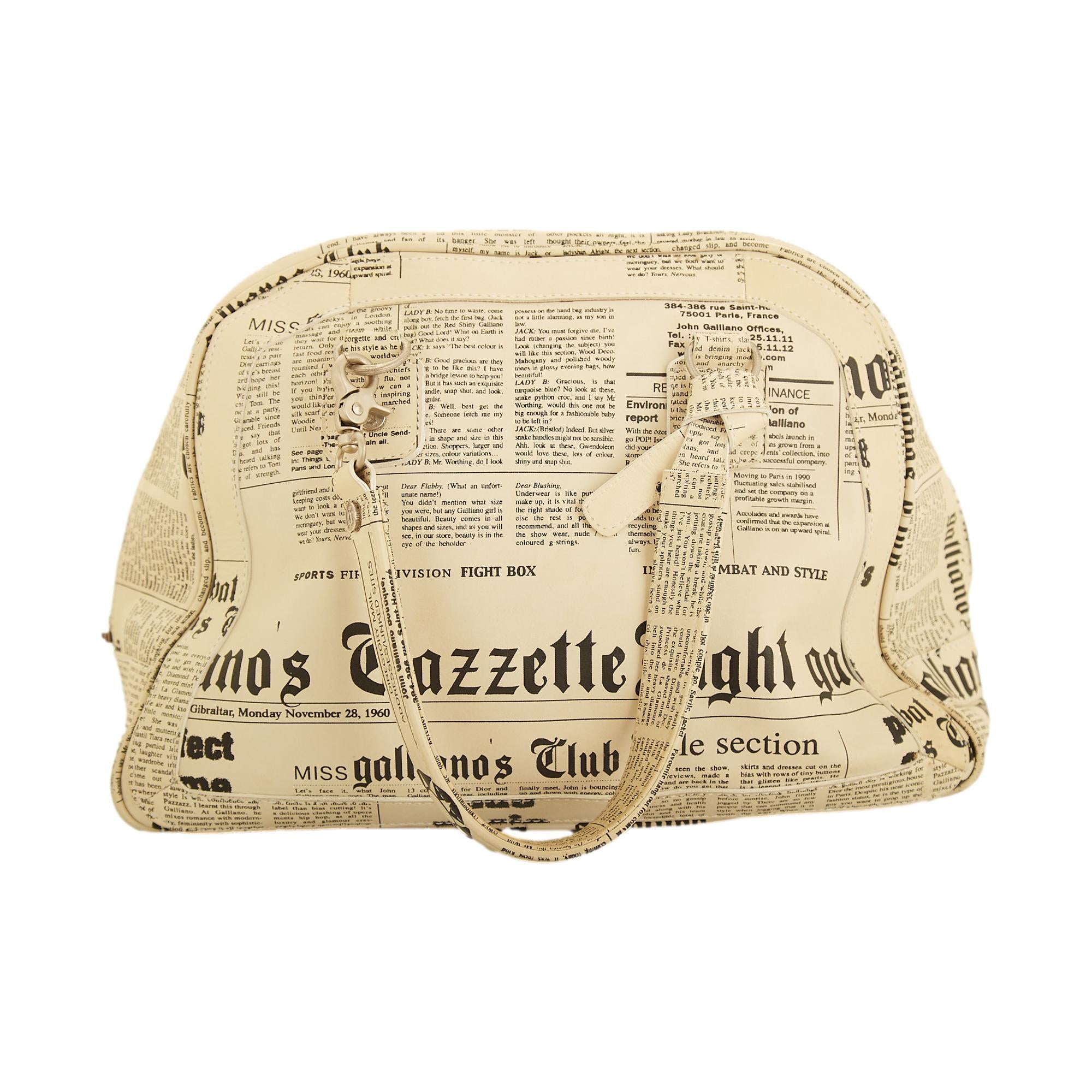 John Galliano Large  "Gazette" Newsprint Handbag