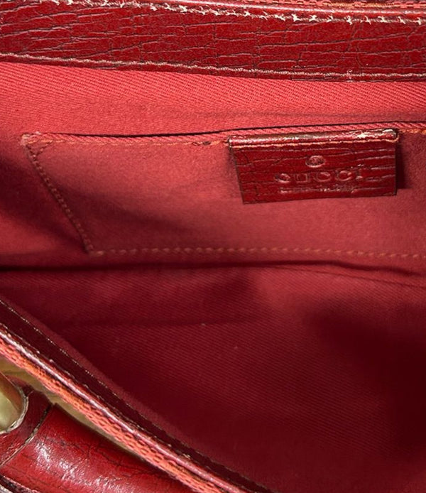 Gucci Red Logo Horsebit Shoulder Bag