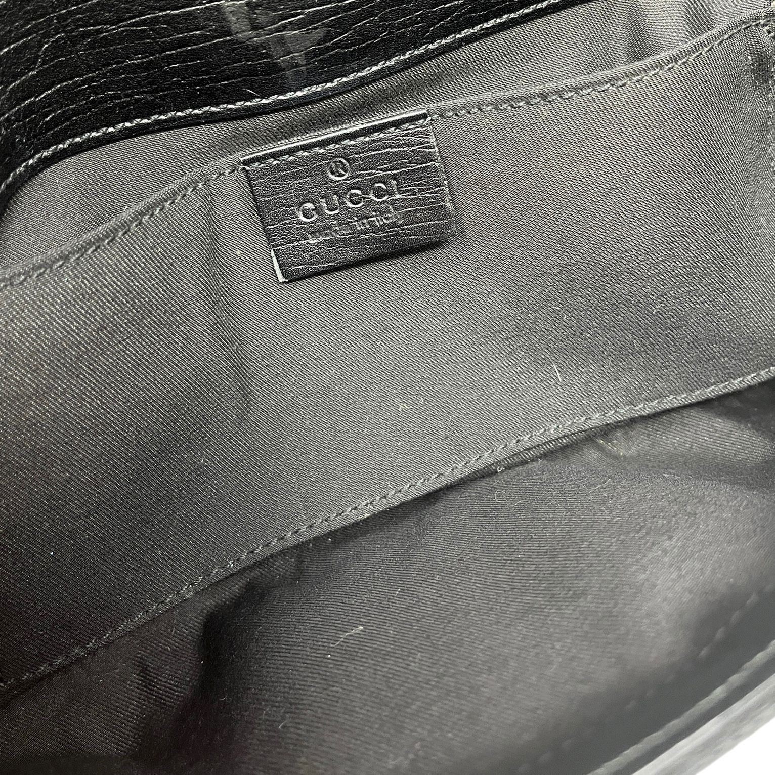 Gucci Black Horsebit Logo Shoulder Bag