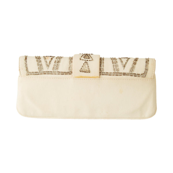 Dior White Beaded Clutch Bag