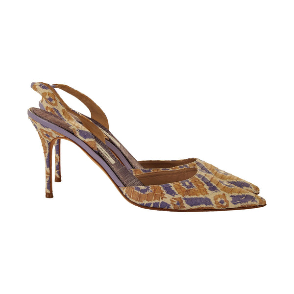 Manolo Blahnik Snakeskin Sling Back Heels