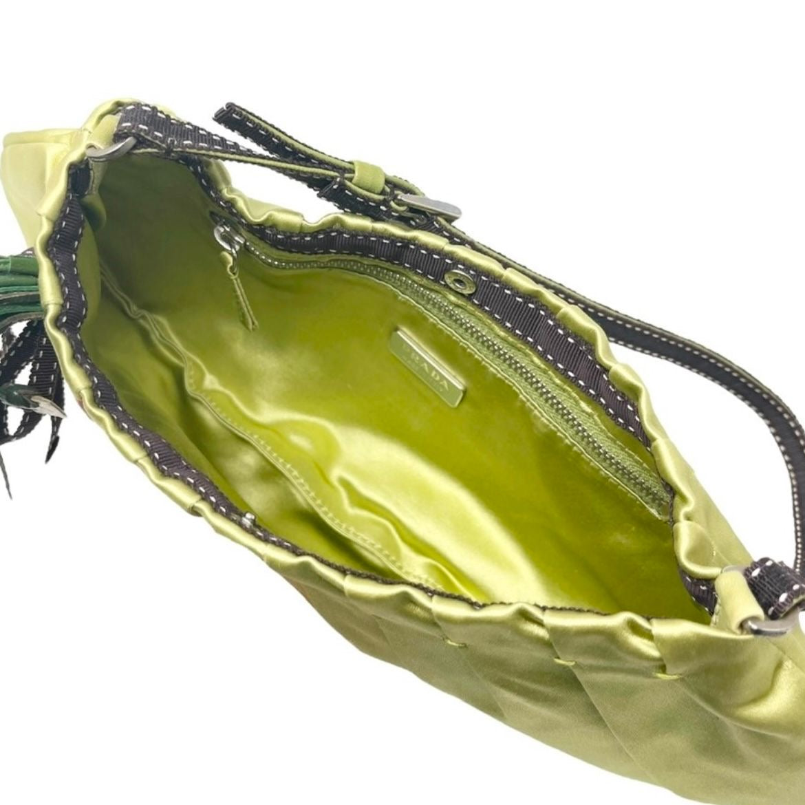 Prada Lime Green Satin Floral Shoulder Bag – Treasures of NYC