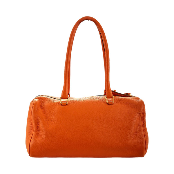 Prada Orange Leather Barrel Handle Bag
