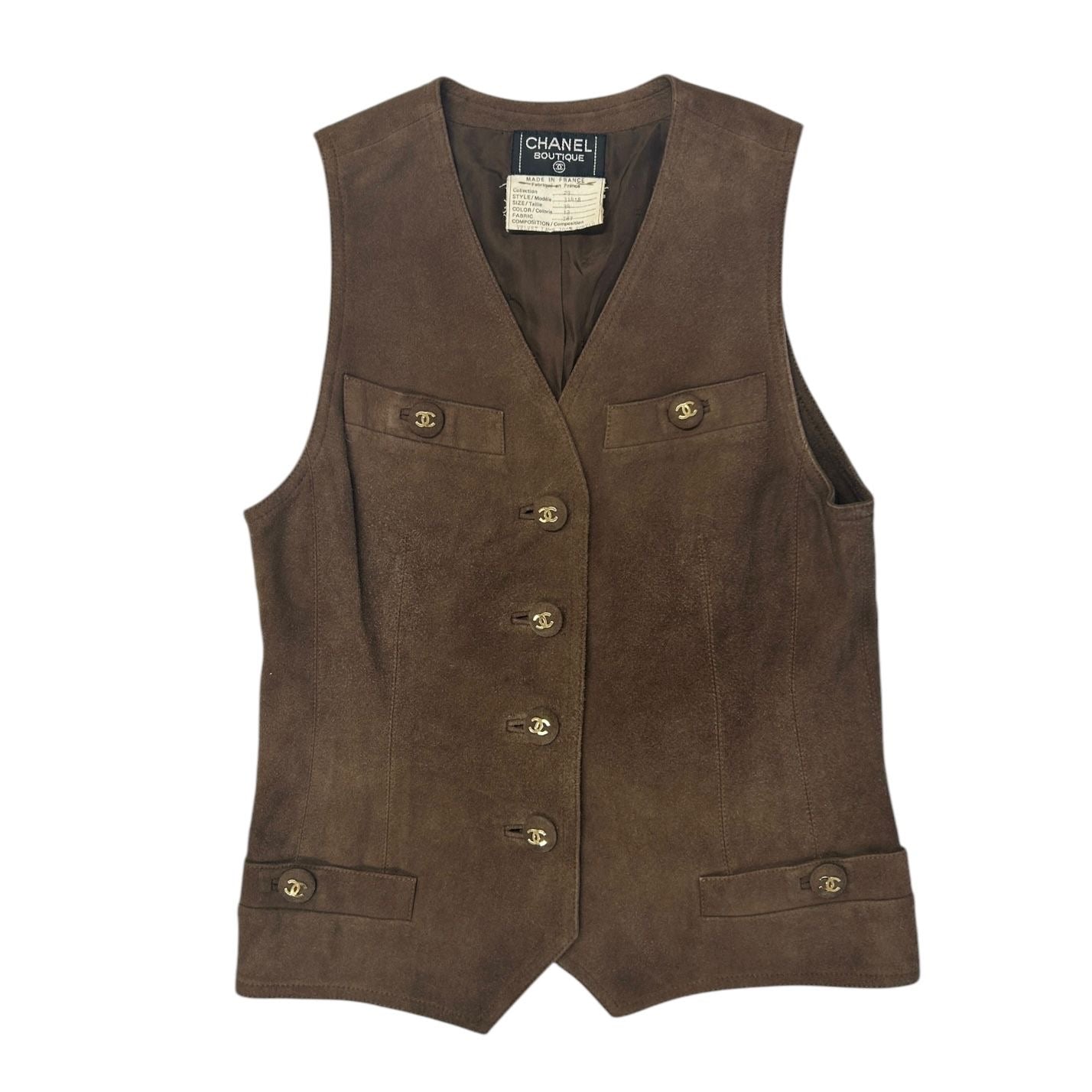 Chanel Suede Logo Leather Vest