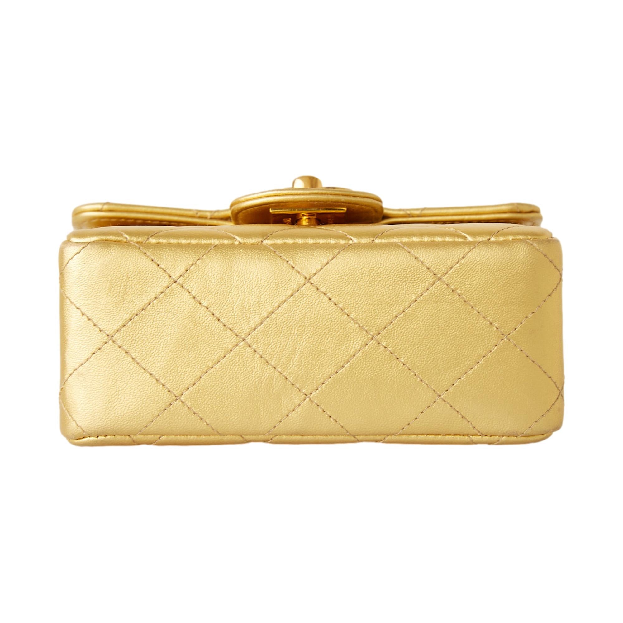 Chanel Gold Mini Quilted Top Handle Bag