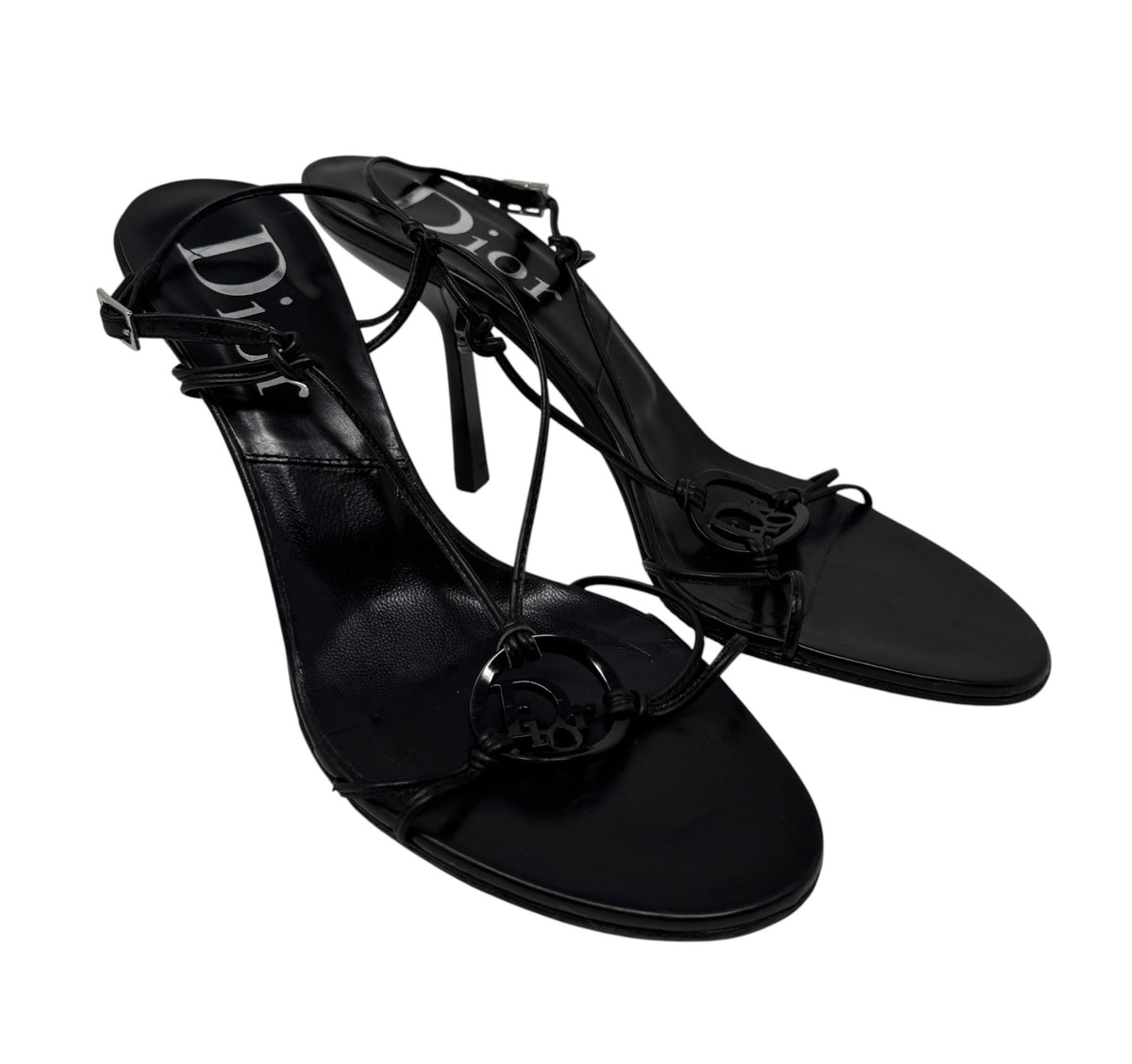 Dior Black Logo Strap Heels