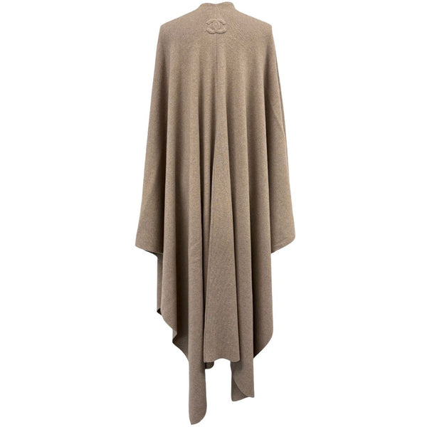 Chanel Beige Cashmere Oversized Ponco Wrap Top
