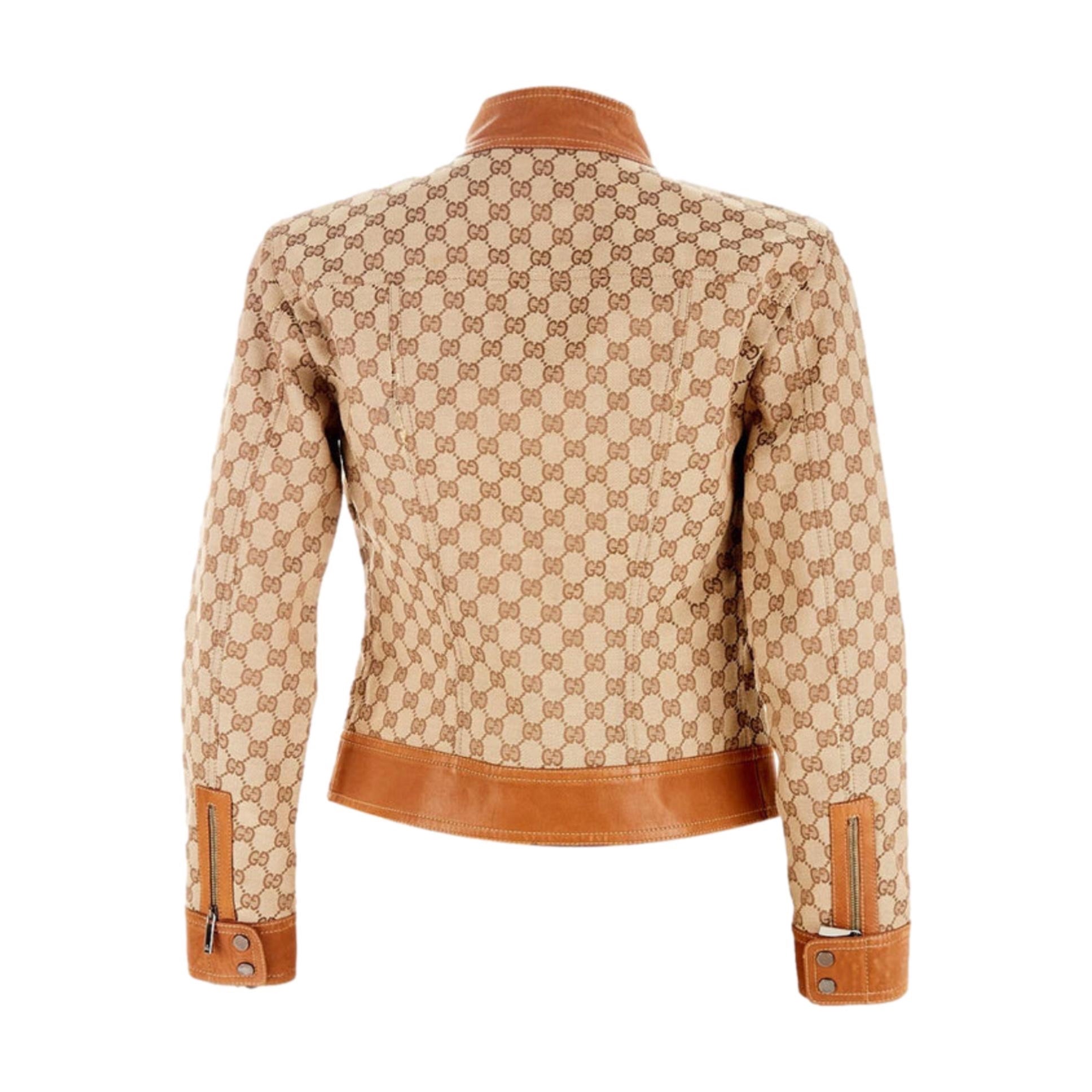 Gucci Brown Logo Biker Jacket