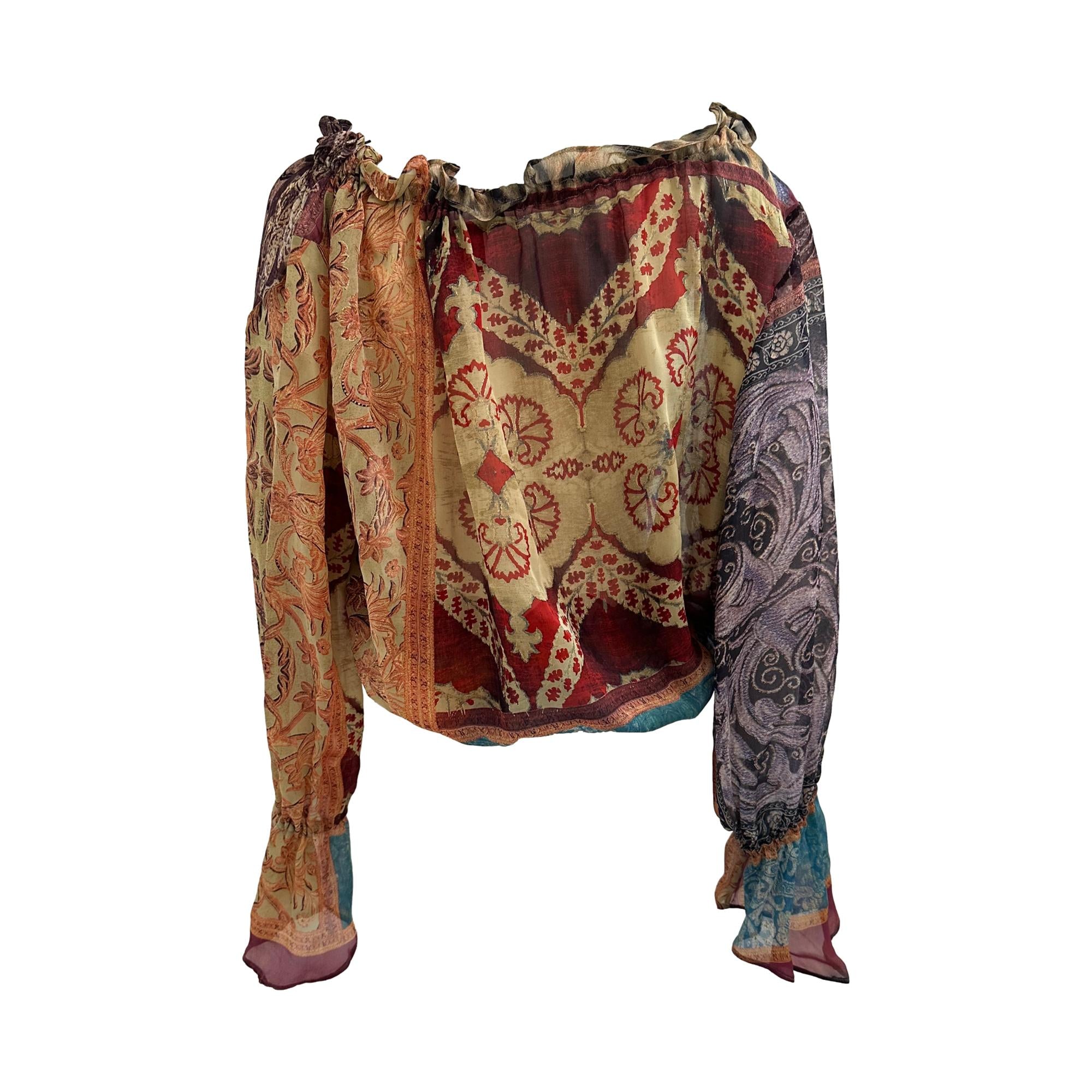 Roberto Cavalli Silk Multicolor Print Top