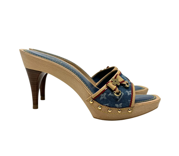 Louis Vuitton Blue Denim Heels