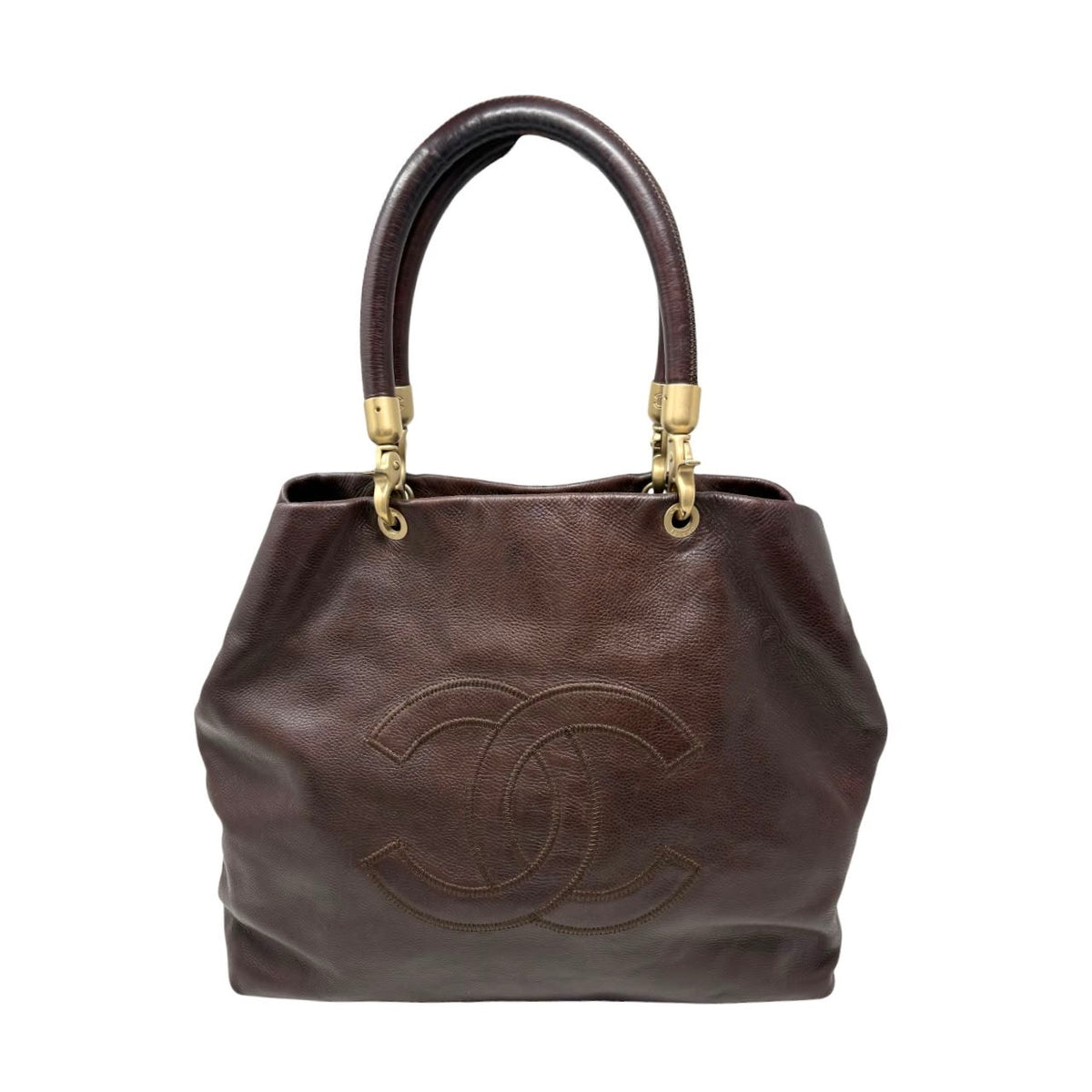 Chanel Brown Caviar Structured Handle Bag