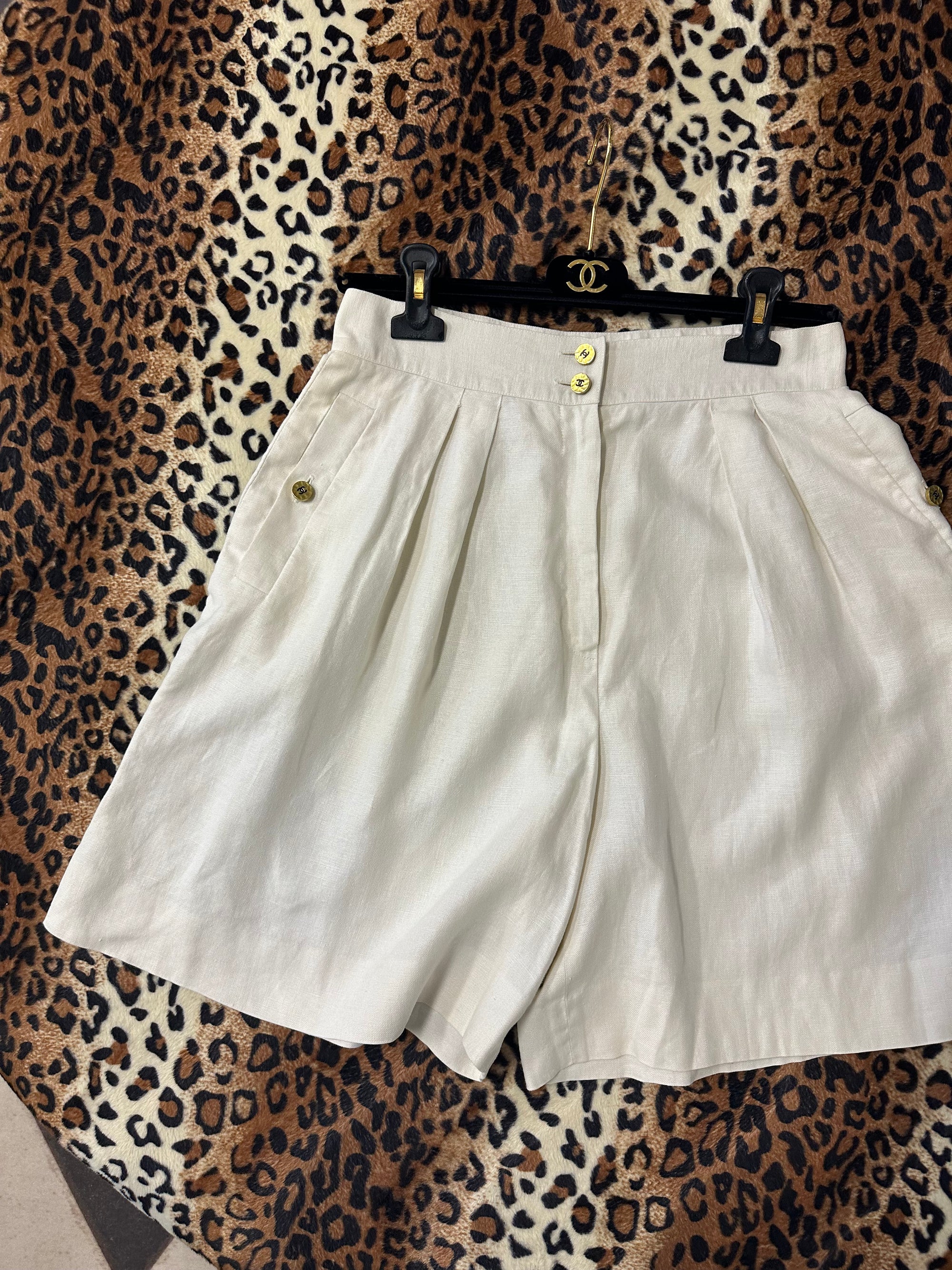 Chanel Linen Pleated Shorts