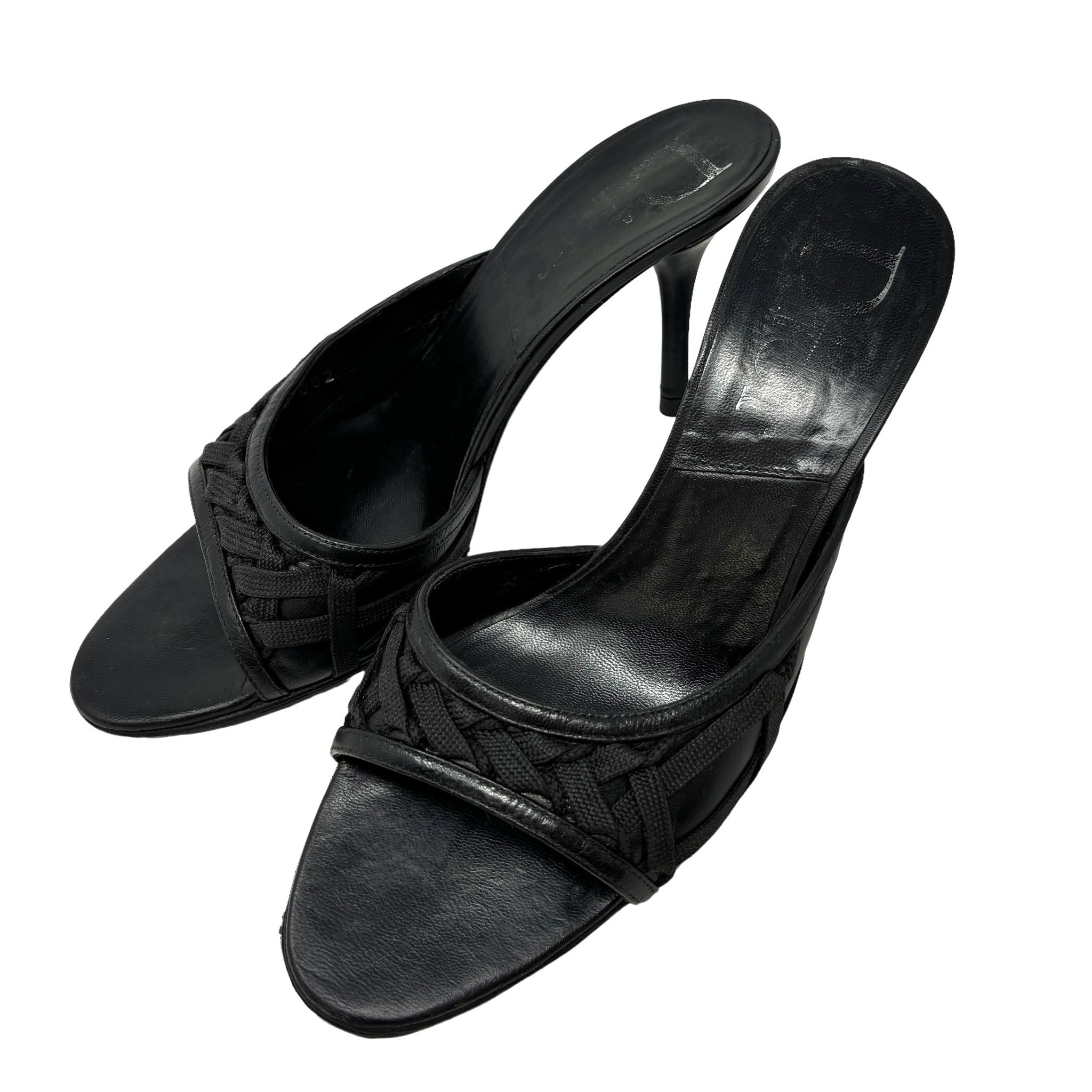 Dior Black Leather Bondage Heels – Treasures of NYC