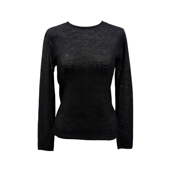 Chanel Black Center Logo Long Sleeve Top