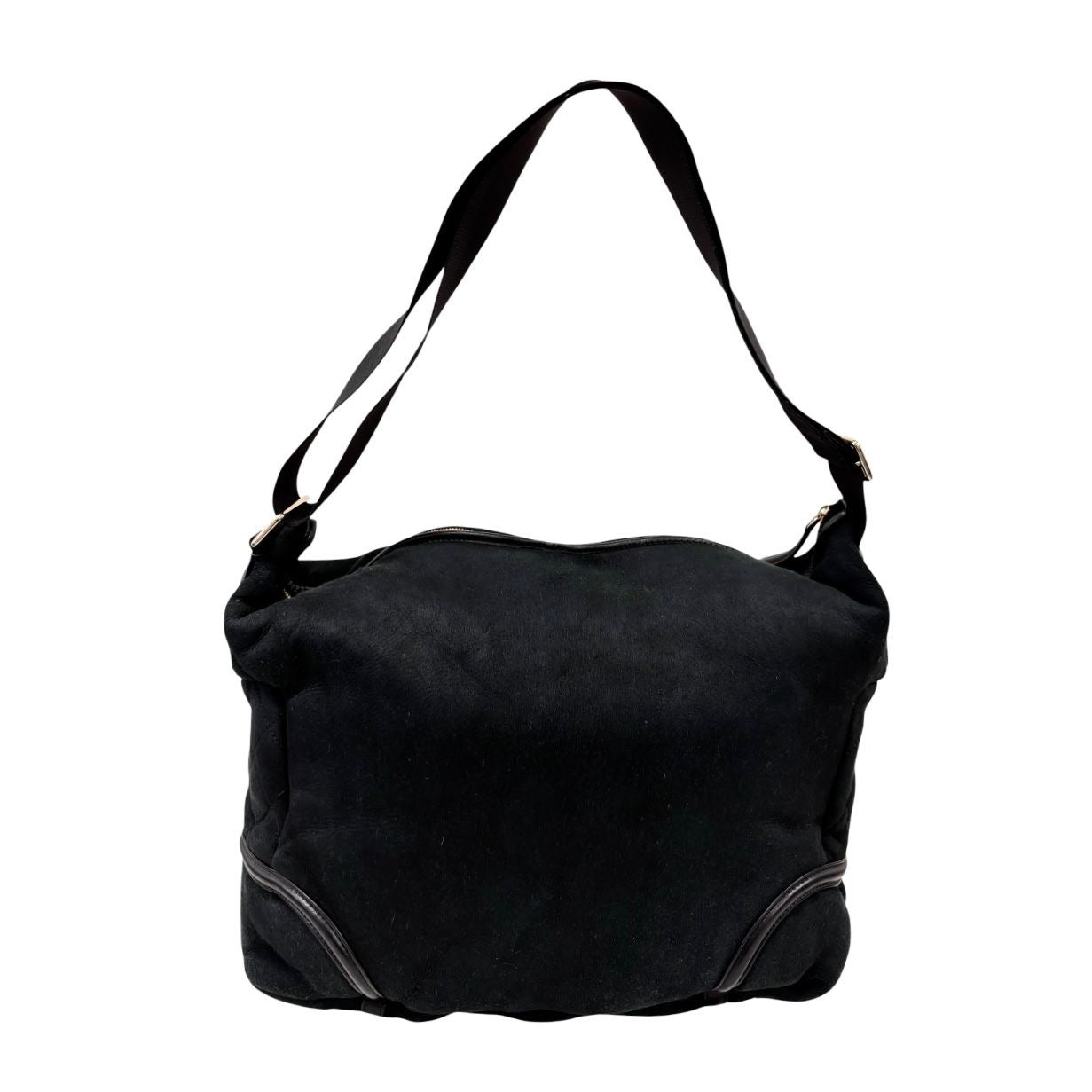 Chanel Black Shearling Large Messenger Bag