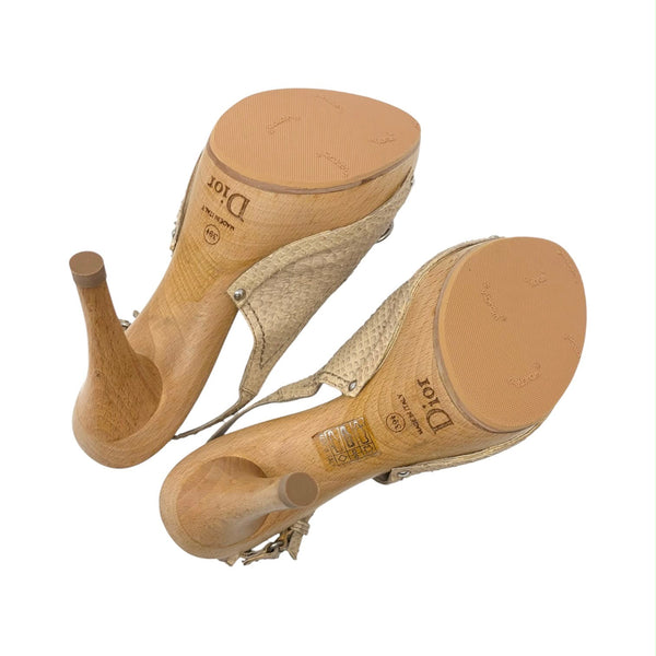 Dior Snakeskin Wooden Platform Heels
