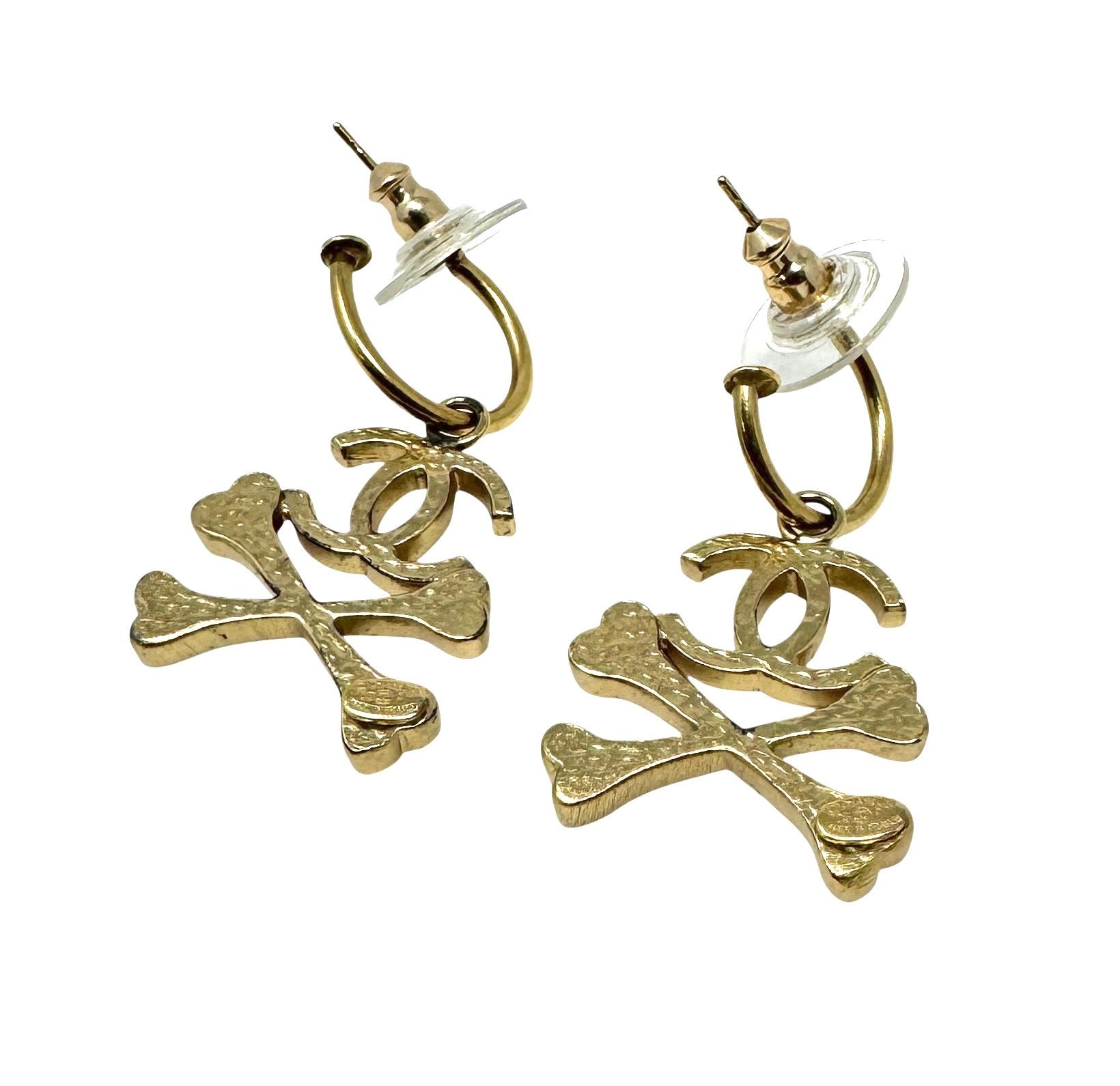 Chanel Orange Crossbone Earrings