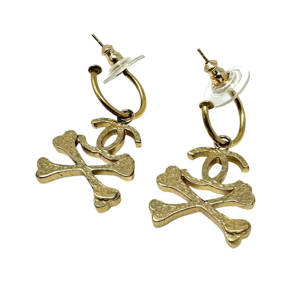 Chanel Orange Crossbone Earrings