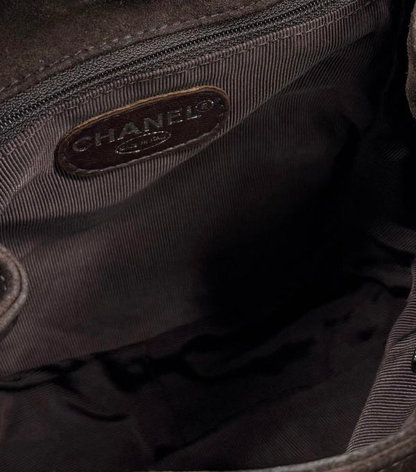 Chanel Brown Small Suede Logo Backpack