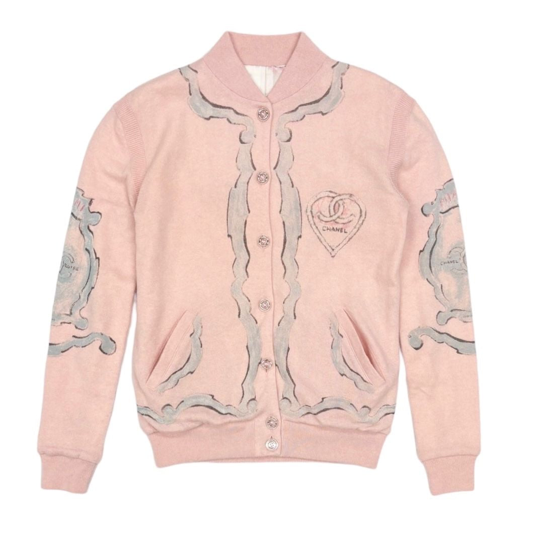 Chanel Pink Pastel Cashmere Logo Jacket