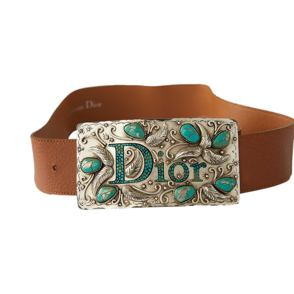 Dior Oversized Silver + Turquoise Logo Belt – Treasures of NYC