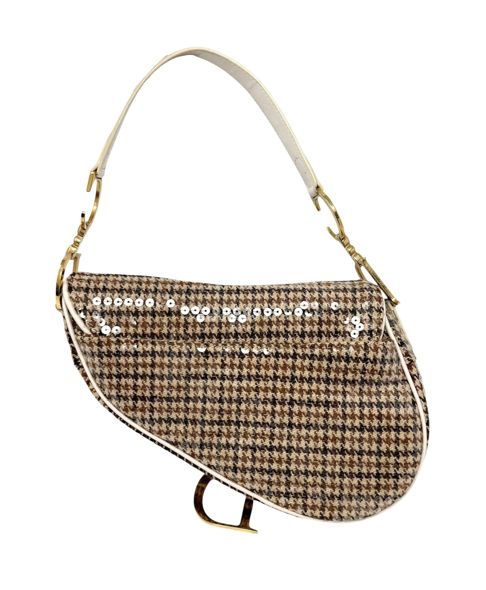 Dior Sequin Houndstooth Saddle Bag