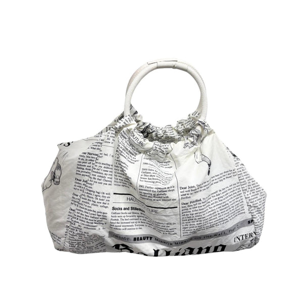 John Galliano Newsprint Ring Handle Bag