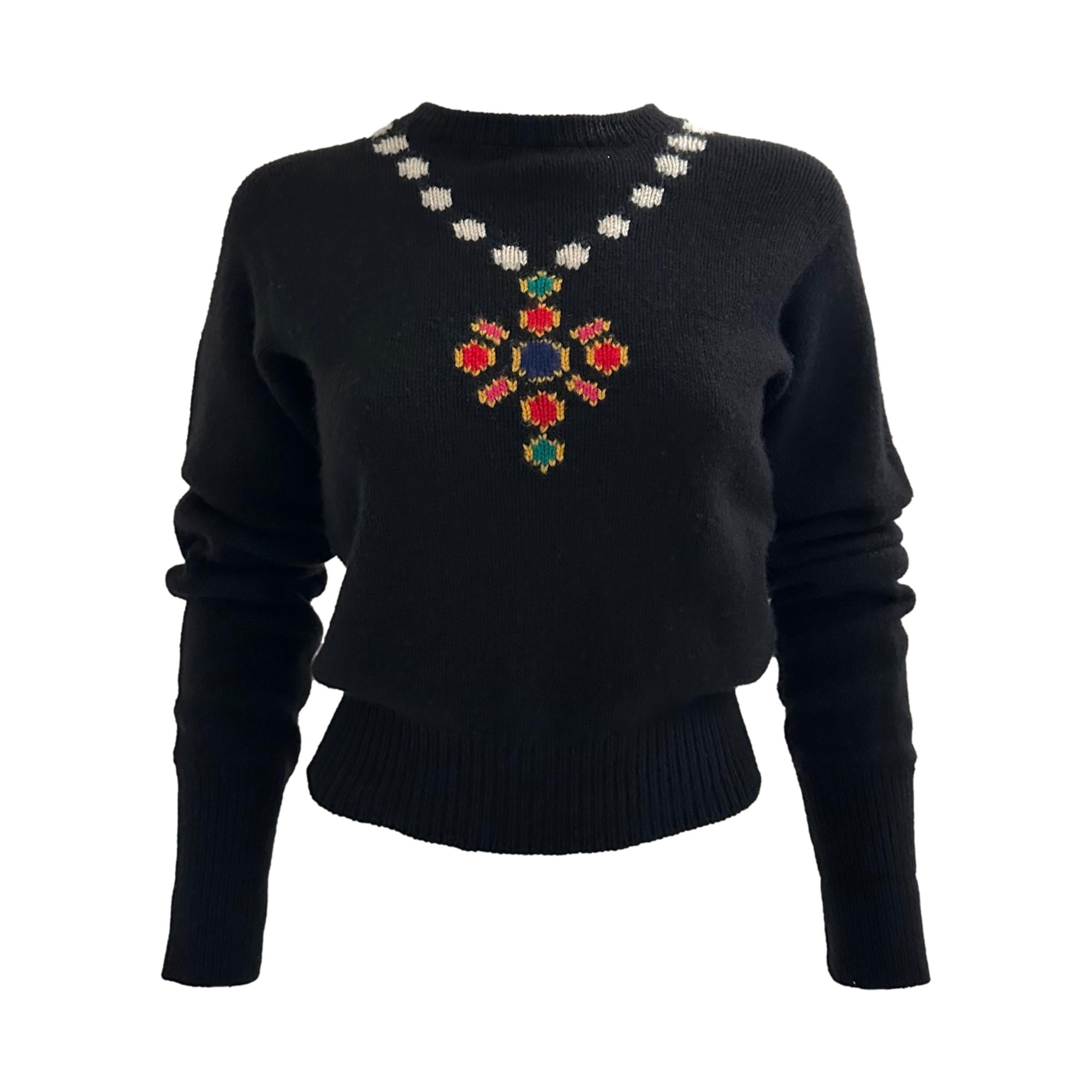 Chanel Gripoix Necklace Logo Sweater