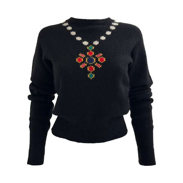 Chanel Gripoix Necklace Logo Sweater