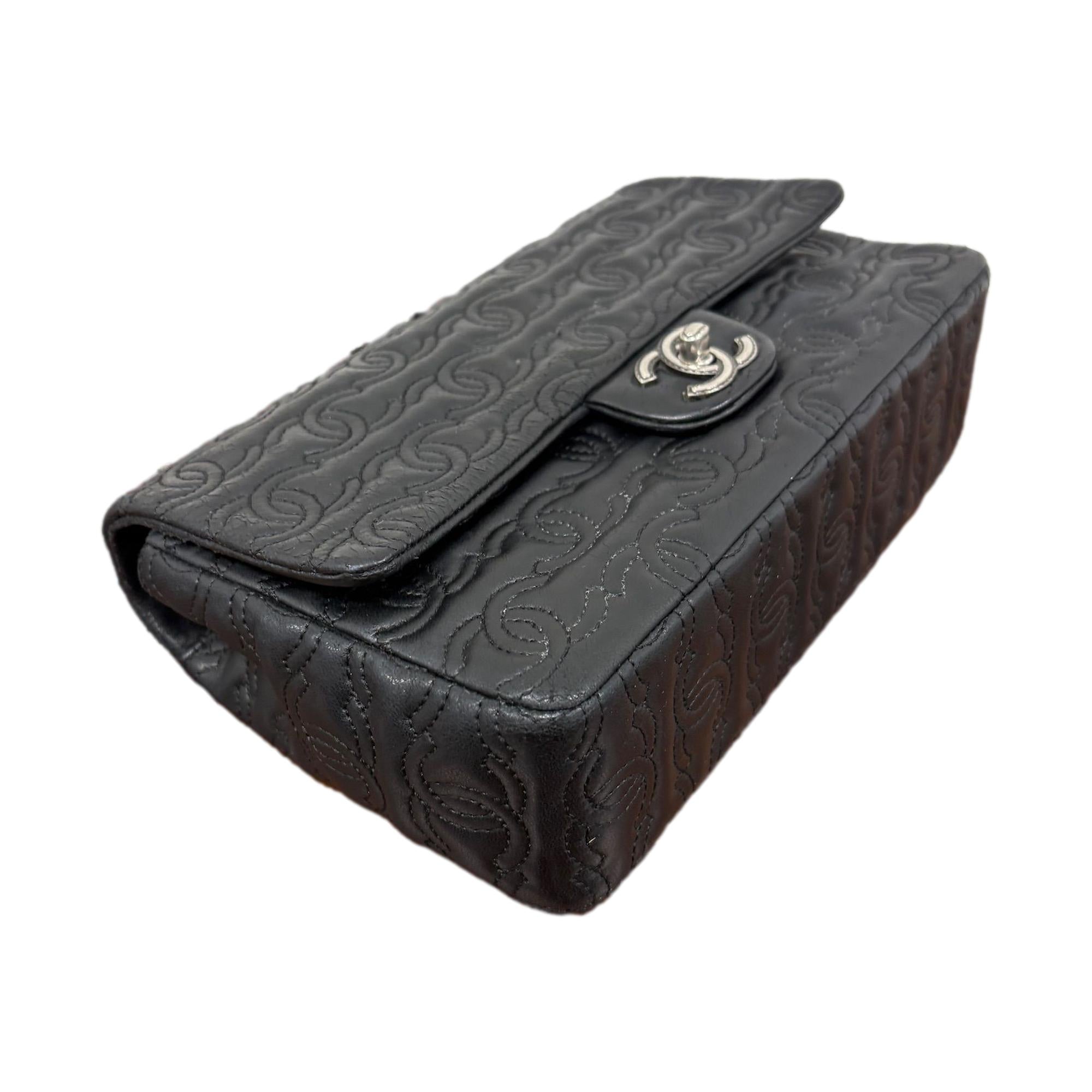 Chanel Black Logo Stitch Flap Bag