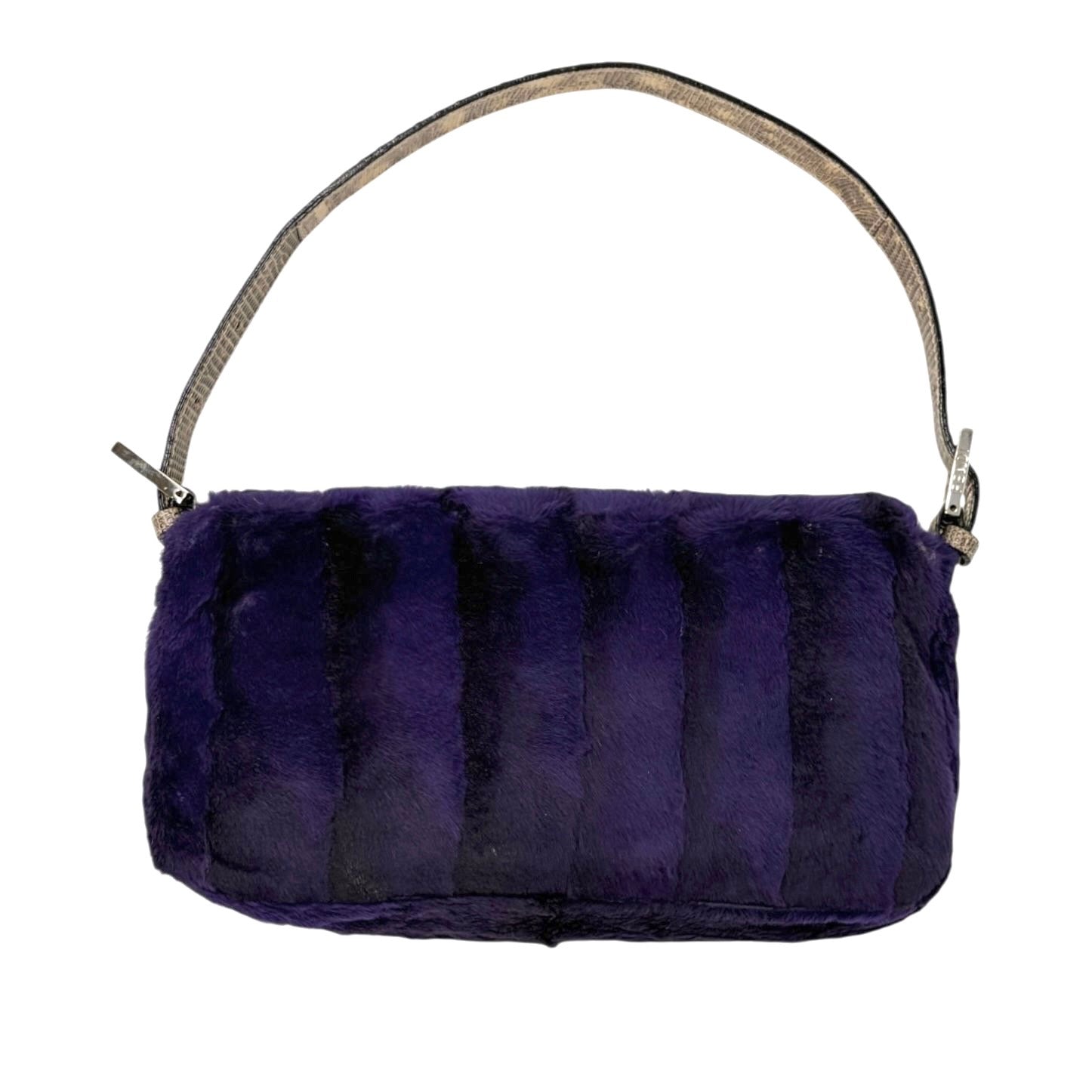 Fendi Purple Fur Lizard Baguette