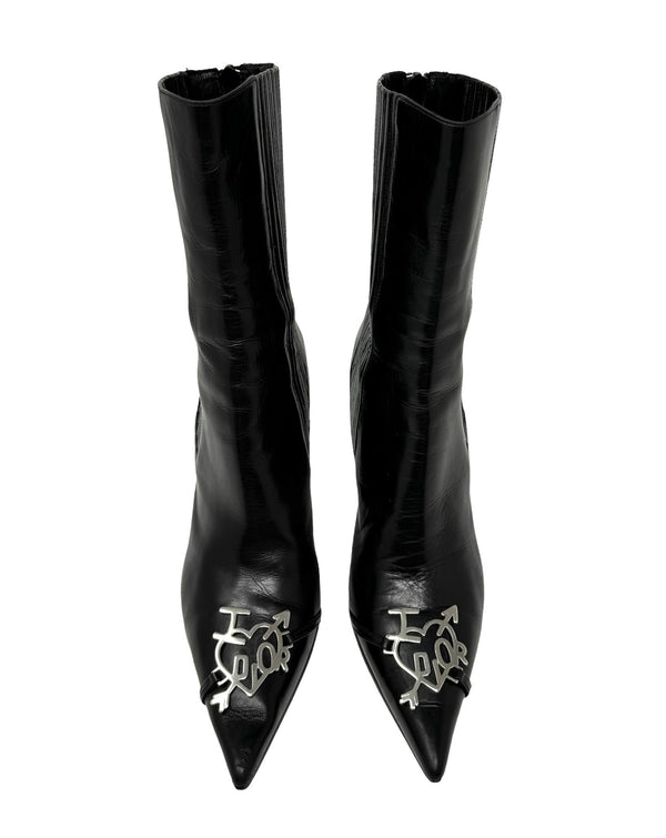 Dior Black Logo Heart Boots