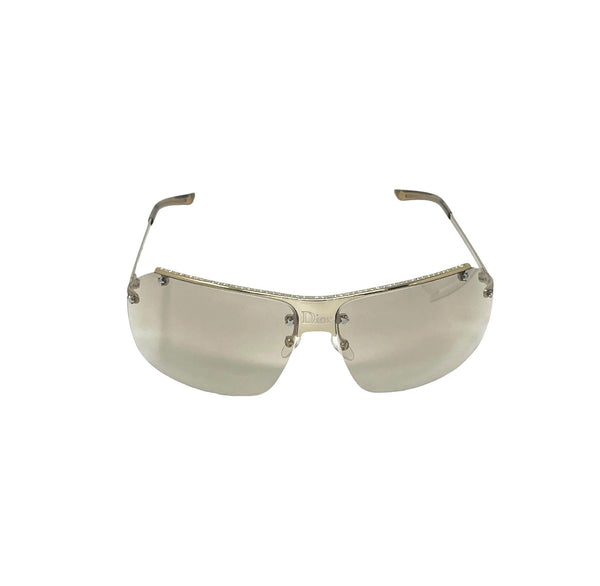 Dior Brown Rhinestone Bar Sunglasses