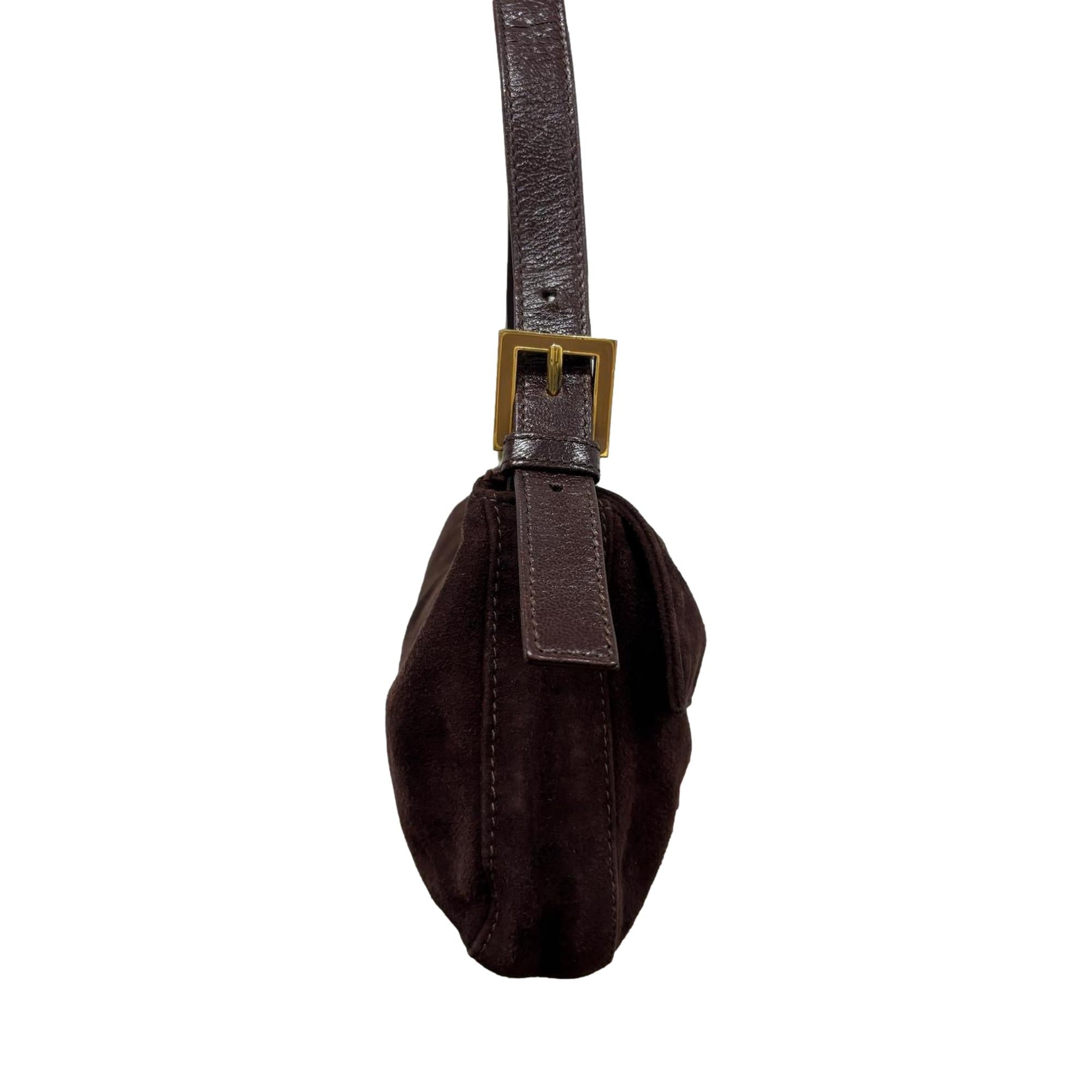 Fendi Brown Suede Baguette Bag