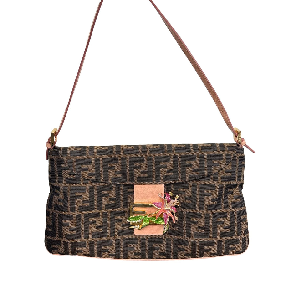 Fendi Crystal Floral Baguette Bag