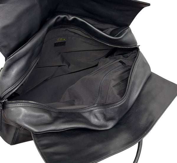 Chanel Black Logo Jumbo Shoulder Duffle