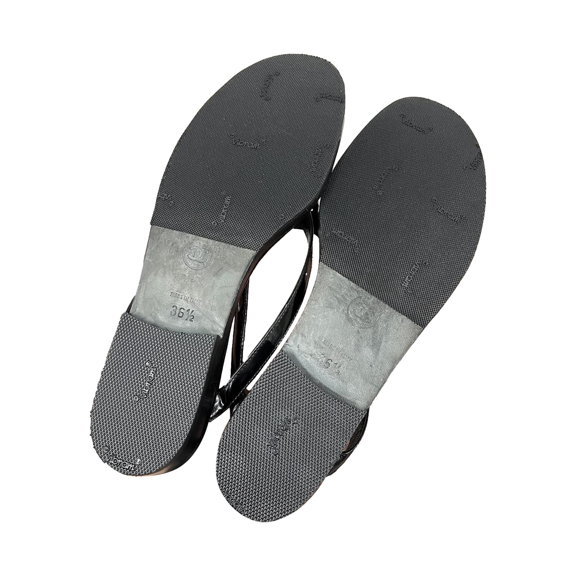 Chanel Black Logo Turnlock Sandals