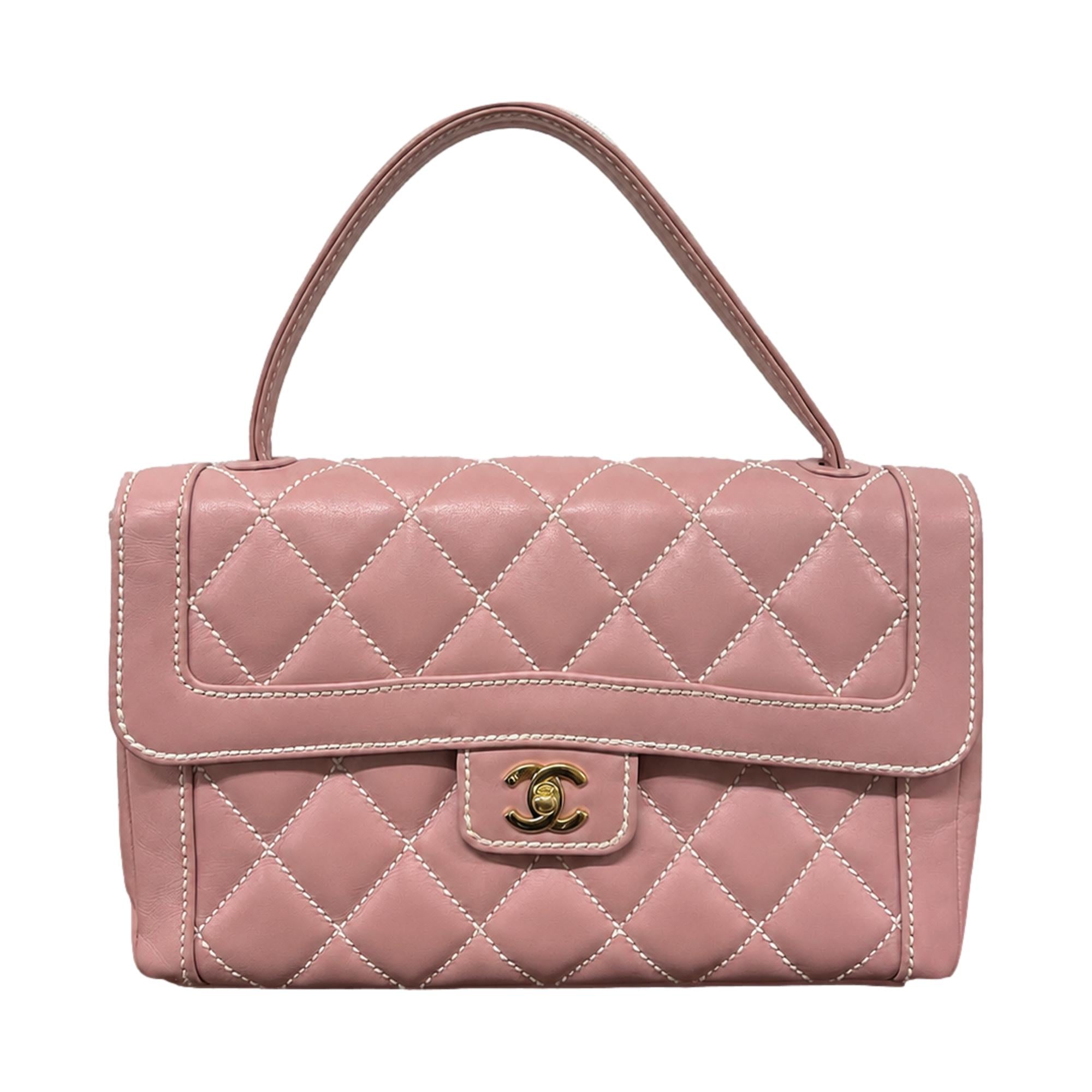 Chanel Pink Quilted Top Handle Bag