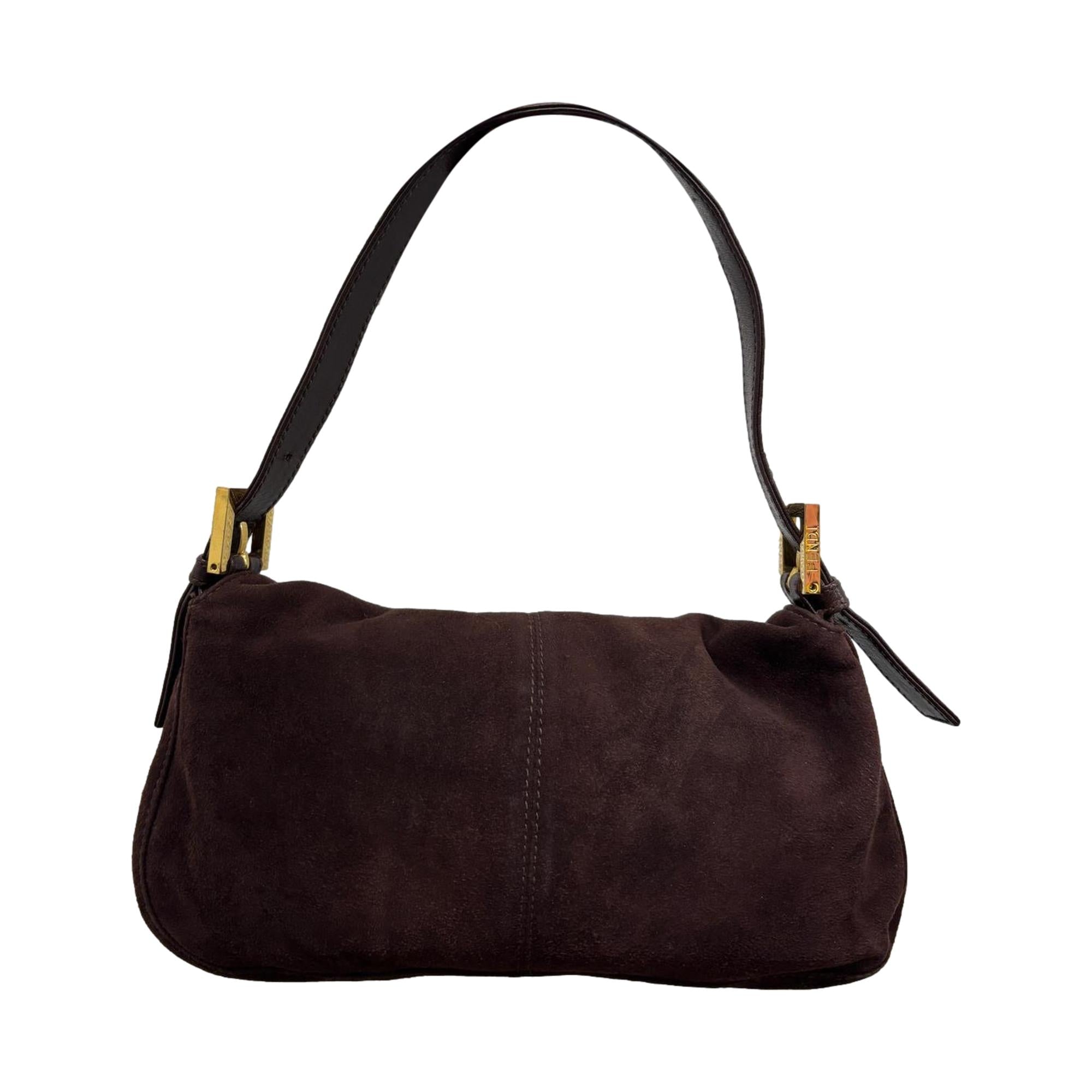 Fendi Brown Suede Baguette Bag