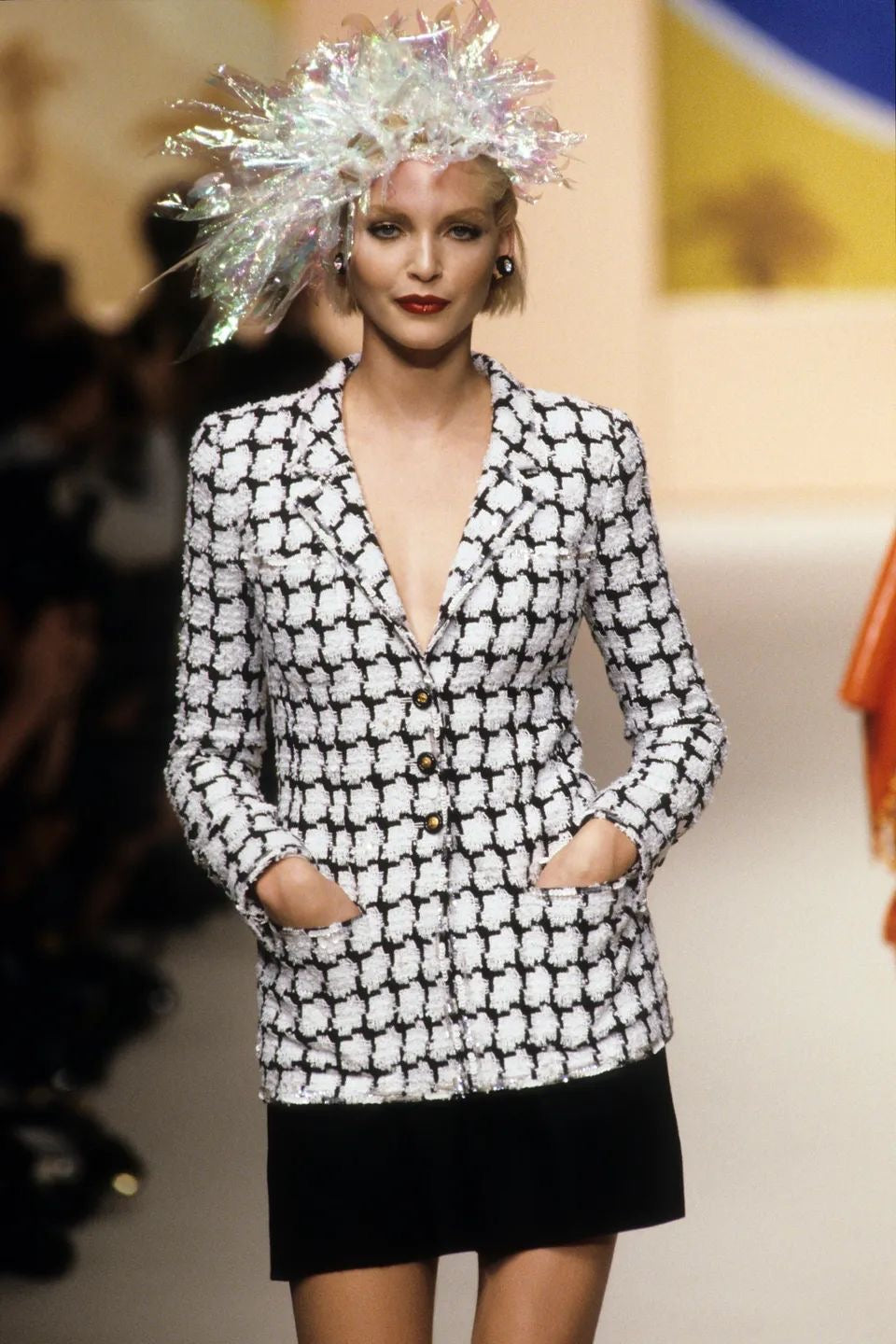 Chanel White + Black Sequin Jacket