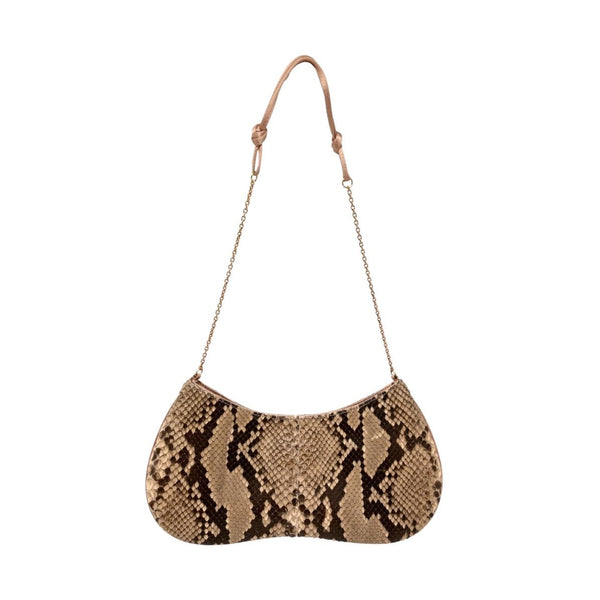 Prada Tan Snakeskin Chain Shoulder Bag