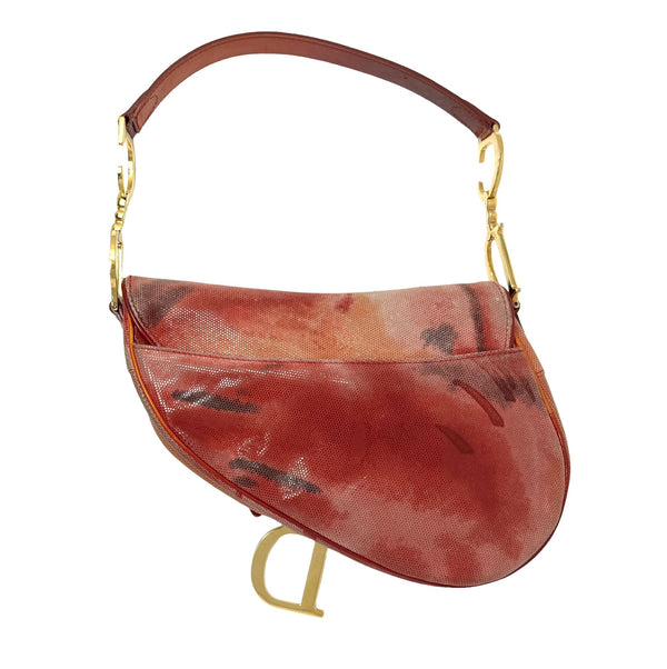 Dior Red Tie-Dye Saddle Bag